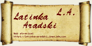 Latinka Aradski vizit kartica